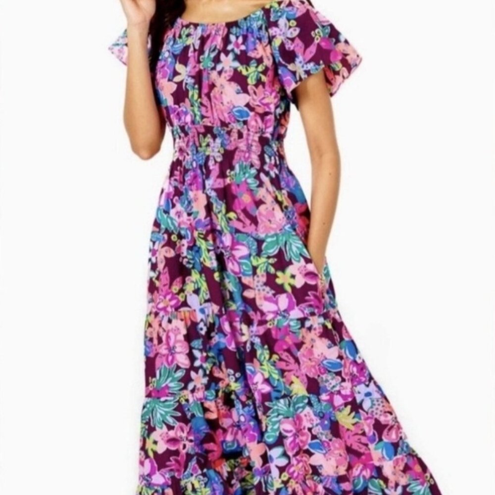 Lilly Pulitzer Ellabell Cherry Ganache Bohemian Garden Maxi Dress